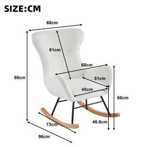 Chaise à bascule Mercury Ⅱ Blanc - Métal - Bois massif - Textile - Bois/Imitation - 66 x 90 x 68 cm