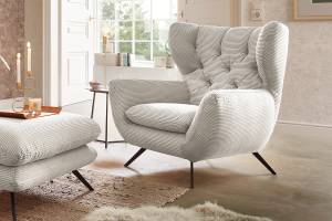 Fauteuil CHARME Cord Blanc crème