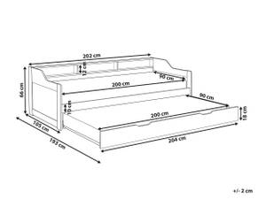 Lit gigogne EDERN Blanc - Bois massif - 105 x 66 x 204 cm