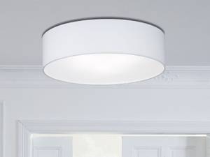 LED Deckenleuchte dimmbar rund Weiß Weiß - Kunststoff - Textil - 45 x 12 x 45 cm