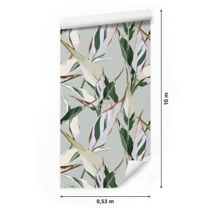 Papier Peint feuilles tropicales nature Vert - Papier - 53 x 1000 x 1000 cm