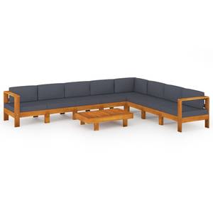 Garten-Lounge-Set (9-teilig) 3006534-15 Grau - Massivholz - Holzart/Dekor - 60 x 25 x 100 cm