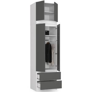 Kleiderschrank S60 2T 2S CLP Graphit - Grau - Weiß