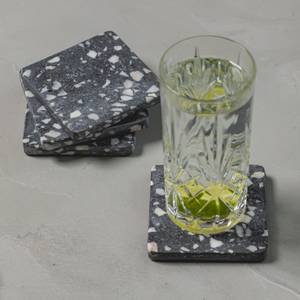 Untersetzer Marble 4er Set Grau - Naturfaser - 10 x 2 x 1 cm