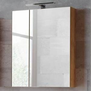 Badezimmermöbelset mit Doppel-Waschtisch Weiß - Holzwerkstoff - 250 x 190 x 48 cm