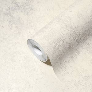 Strukturtapete Glanzeffekt Creme Weiß Weiß - Kunststoff - Textil - 53 x 1005 x 1 cm