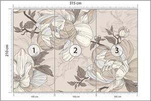 Papier Peint FLEURS Feuilles Vintage 315 x 210 x 210 cm