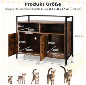 Katzenschrank PV10054 Braun - Holzwerkstoff - 45 x 75 x 89 cm