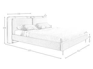 Bett in Nerz und Grau Grau - Kunstleder - Textil - 217 x 100 x 222 cm