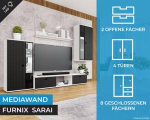 FURNIX Ensemble meubles Sarai avec LED Noir - Blanc