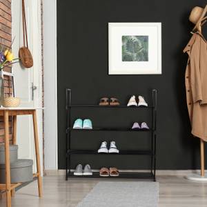 Étagère à chaussures métal noir Hauteur : 92 cm