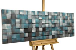 Holzbild Ruhe des Blauen Blau - Holz teilmassiv - 144 x 44 x 7 cm