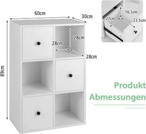 Bücherschrank mit 3 Schubladen Weiß - Holzwerkstoff - 30 x 89 x 60 cm