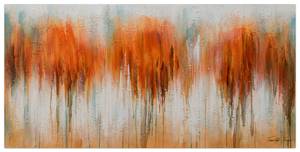 Acrylbild handgemalt Herbst in Orange Grün - Orange - Massivholz - Textil - 120 x 60 x 4 cm