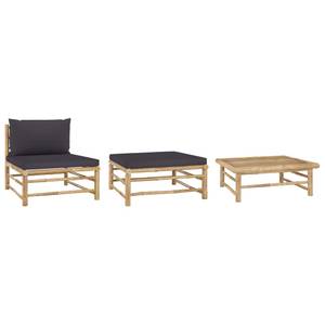 Garten-Lounge-Set (3-teilig) 3007512-1 Grau - Bambus - 65 x 30 x 65 cm