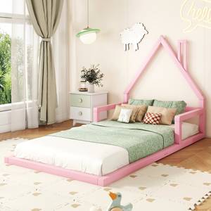 Kinderbett Julian Pink - Holzwerkstoff - Massivholz - 107 x 107 x 209 cm