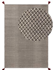 Wollteppich Tolga Schwarz - Weiß - Naturfaser - 80 x 1 x 150 cm