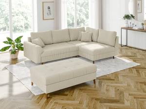 Ecksofa und Hocker Neo, Cord-Stoff Beige