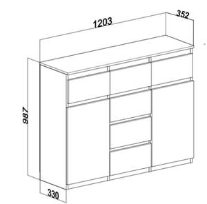 Kommode 2d6s Weiß - Holzwerkstoff - 120 x 99 x 35 cm