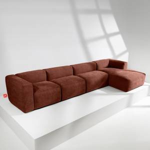 Ecksofa BUFFO 6-Sitzer Orange - Breite: 377 cm - Armlehne beidseitig montierbar - Ecke davorstehend rechts - Ottomane davorstehend rechts