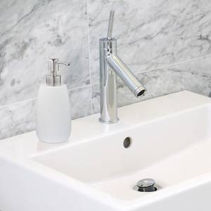 Porte-savon liquide pompe inox classique Argenté - Blanc