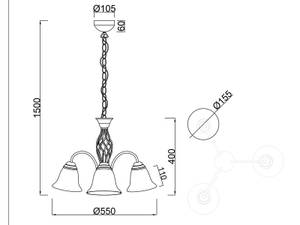 LED Kronleuchter Landhaus Glas Weiß Braun - Weiß - Glas - Metall - 55 x 150 x 55 cm