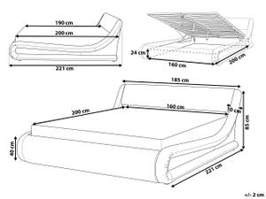 Doppelbett AVIGNON Schwarz - Weiß - 185 x 85 x 221 cm