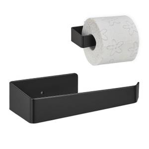 Porte-rouleau de papier toilette noir Noir - Métal - 16 x 4 x 8 cm