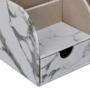 Schreibtisch Organizer Marmoroptik Grau - Weiß - Holzwerkstoff - Kunststoff - Textil - 28 x 15 x 15 cm