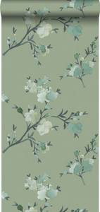 Öko-Strukturtapete Blumenmuster 7252 Grün - Naturfaser - Textil - 53 x 1005 x 1005 cm