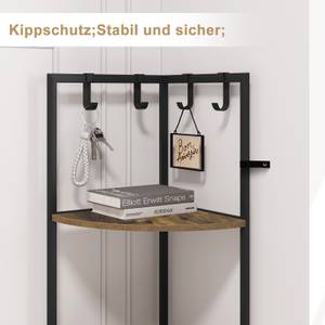 Eckregal mit Ablagen und Haken Brandon Schwarz - Braun - Holzwerkstoff - Metall - Kunststoff - 32 x 135 x 31 cm