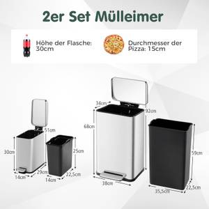 Abfalleimer SK32238EXDE（2er Set） Silber - Metall - 34 x 68 x 38 cm