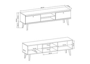 Fernsehtisch PRIMO RTV PRTV160 Beige - Weiß - Holzwerkstoff - Kunststoff - 160 x 50 x 40 cm