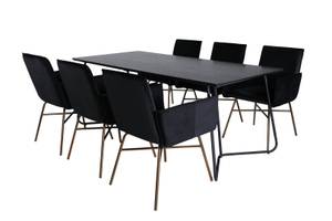 Ensemble de salle à manger Pippi 9 Noir - Bois massif - 90 x 75 x 190 cm