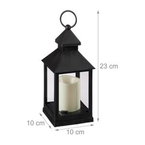 Jeu de 4 lanternes LED Noir - Blanc - Verre - Matière plastique - 10 x 23 x 10 cm