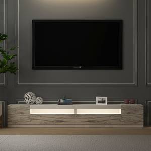 TV Lowboard Weiß mit LED Beleuchtung Weiß - Holzwerkstoff - 240 x 40 x 37 cm