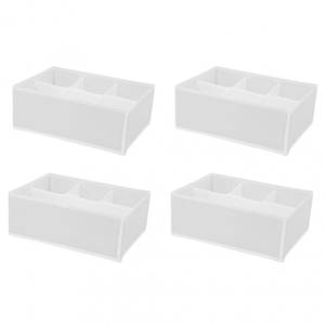 4 organisateurs rangement 6 cases blanc Blanc - Textile - 34 x 9 x 24 cm