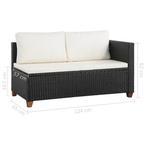 Garten-Sofagarnitur Schwarz - Metall - Polyrattan - 60 x 36 x 60 cm