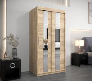 Armoire à portes coulissantes Pole Imitation chêne de Sonoma - Largeur : 100 cm - 2 porte