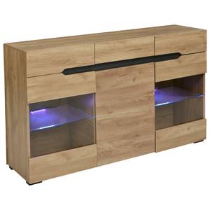 Sideboard GLOWNatur Ⅲ Beige - Holzwerkstoff - Glas - Kunststoff - 35 x 80 x 140 cm