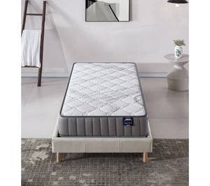Bett + Naturlatexmatratze 90x190cm Weiß - Naturfaser - 90 x 44 x 190 cm