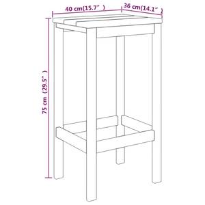 Ensemble de bar de jardin Marron - Bois massif - Bois/Imitation - 60 x 110 x 60 cm