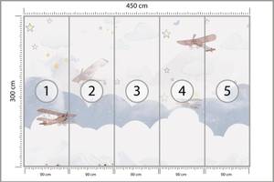 Papier Peint NUAGES Avions Étoiles 450 x 300 x 300 cm