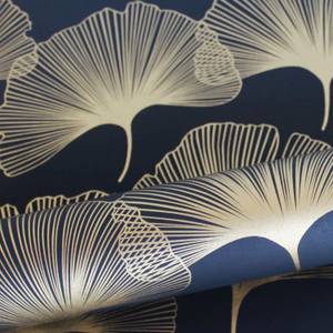 papier peint feuilles de ginkgo 7285 Noir - Fibres naturelles - Textile - 53 x 1005 x 1005 cm