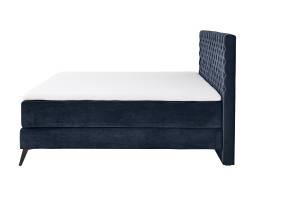 Lit boxspring SINDAR avec topper froid Noir - Bleu - 162 x 211 cm - Noir