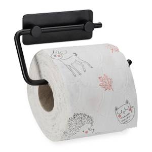 Toilettenpapierhalter ohne Bohren Schwarz - Metall - 16 x 9 x 2 cm
