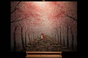 Acrylbild handgemalt Das schönste Gefühl Braun - Pink - Massivholz - Textil - 100 x 70 x 4 cm