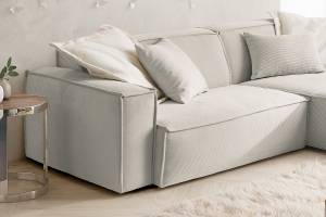 Ecksofa SAMU Sofa Feincord Silber - Ecke davorstehend rechts