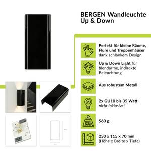 Wandleuchte BERGEN Schwarz