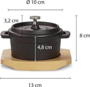 Mini Topf EW-GE-1360 Schwarz - Holzwerkstoff - Metall - 10 x 8 x 13 cm